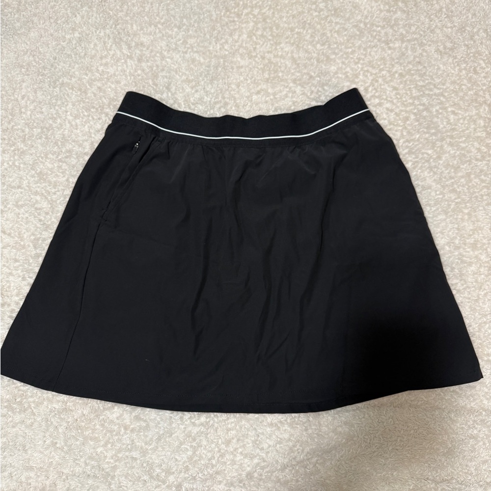 Soybu Black A-Line Skirt with White Trim